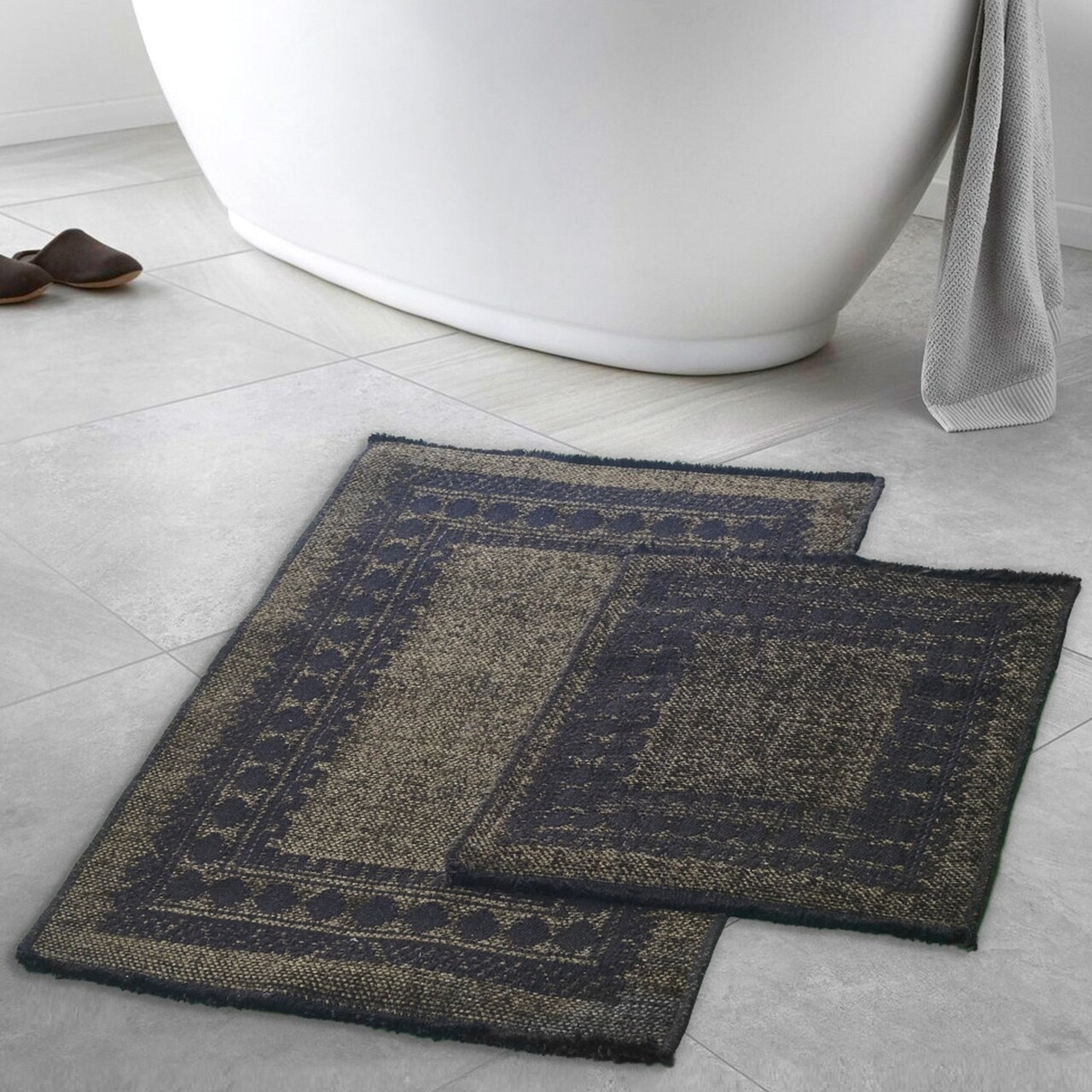 Set covorase de baie, L'essentiel Maison, Venedik, Verde/Negru - imagine 5